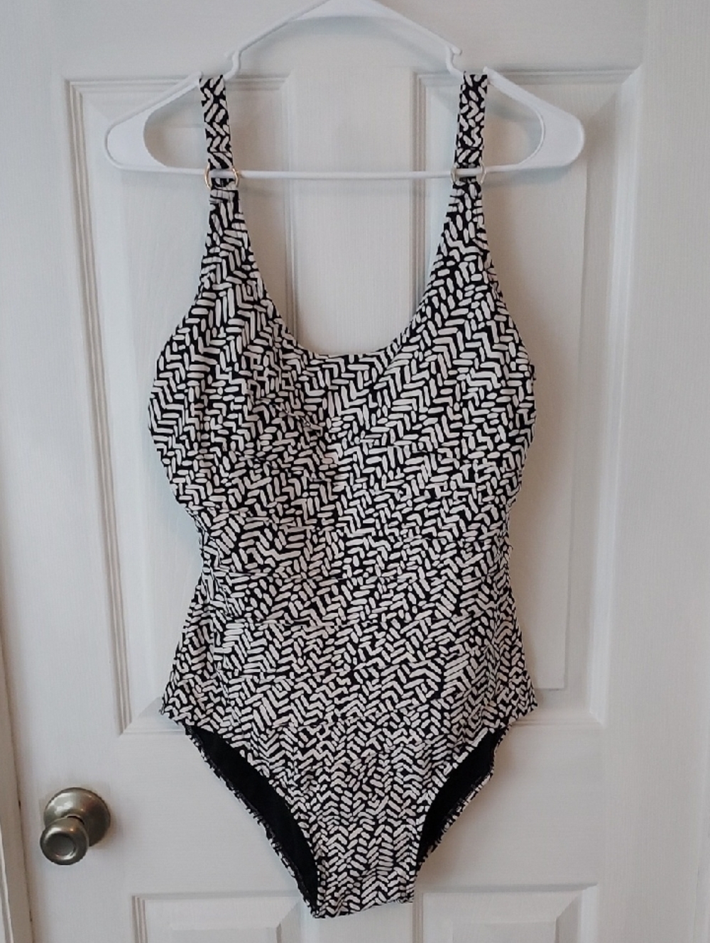 Black & White Patterned One-Piece Swimsuit